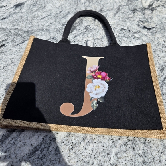 Letter J Handbag Shoulder Bag Sack Canvas Tote - Picture 2 of 7
